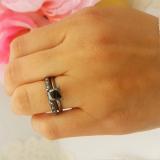 2.00 Carat (ctw) Black Rhodium Plated 10K White Gold Princess Cut Black & Round White Diamond Ladies Bridal Solitaire Engagement Ring With Matching Milgrain Wedding Band Set 2 CT