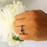 1.50 Carat (ctw) 14K White Gold Princess Cut Black & Round White Diamond Ladies Bridal Solitaire Engagement Ring With Matching Milgrain Wedding Band Set 1 1/2 CT