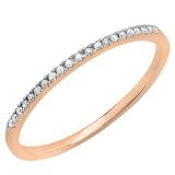 0.08 Carat (ctw) 14k Rose Gold Round White Diamond Ladies Dainty Anniversary Wedding Band Stackable Ring