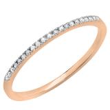 Round Cubic Zirconia Dainty Simple Thin Narrow Wedding Band Ring for Her 10K Rose Gold