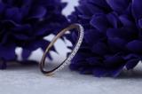Round Cubic Zirconia Dainty Simple Thin Narrow Wedding Band Ring for Her 10K Rose Gold
