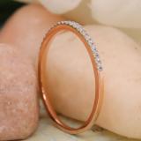 Round Cubic Zirconia Dainty Simple Thin Narrow Wedding Band Ring for Her 10K Rose Gold