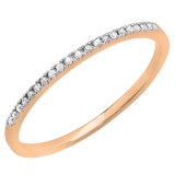 0.08 Carat (ctw) 10k Rose Gold Round White Diamond Ladies Dainty Anniversary Wedding Band Stackable Ring