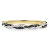 0.25 Carat (ctw) 14k Yellow Gold Round Black & White Diamond Ladies Anniversary Wedding Band Swirl Stackable Ring 1/4 CT