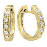 0.15 Carat (ctw) Round White Diamond Single Row Hoop Earrings in 18K Yellow Gold