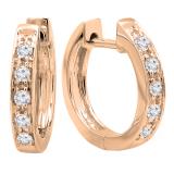 0.15 Carat (ctw) Round White Diamond Single Row Hoop Earrings in 10K Rose Gold