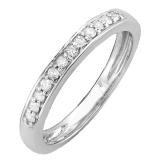 0.15 Carat (ctw) 14K White Gold Round White Diamond Ladies Bridal Anniversary Wedding Band Stackable Ring