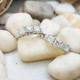 3.10 Carat (ctw) 14k White Gold Round Princess & Baguette Diamond Ladies Bridal 3 Stone Engagement Ring With Matching Wedding Band Set 3 1/10 CT