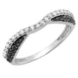 0.40 Carat (ctw) 18k White Gold Round Black & White Diamond Ladies Anniversary Wedding Band Stackable Ring