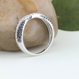 0.40 Carat (ctw) 18k White Gold Round Black & White Diamond Ladies Anniversary Wedding Band Stackable Ring