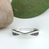 0.40 Carat (ctw) 18k White Gold Round Black & White Diamond Ladies Anniversary Wedding Band Stackable Ring