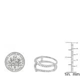 0.50 Carat (ctw) 14k White Gold Round Diamond Ladies Anniversary Wedding Band Enhancer Guard Double Ring 1/2 CT