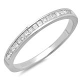 0.25 Carat (ctw) 10K White Gold Princess Cut White Diamond Ladies Anniversary Wedding Band Stackable Ring 1/4 CT
