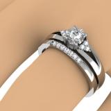 0.30 Carat (ctw) 10k White Gold Round Diamond Ladies Split Shank Bridal Engagement Ring Set With Matching Band 1/3 CT