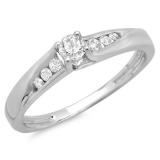 0.25 Carat (ctw) 10k White Gold Round Diamond Ladies Solitaire With Accents Bridal Engagement Ring 1/4 CT