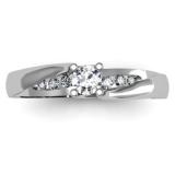 0.25 Carat (ctw) 10k White Gold Round Diamond Ladies Solitaire With Accents Bridal Engagement Ring 1/4 CT