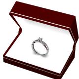 0.25 Carat (ctw) 10k White Gold Round Diamond Ladies Solitaire With Accents Bridal Engagement Ring 1/4 CT