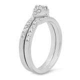 0.60 Carat (ctw) 14k White Gold Round Cut Diamond Ladies Bridal Engagement Ring With Matching Band Set