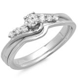 0.33 Carat (ctw) 14k White Gold Round Cut Diamond Ladies Bridal Twisted Engagement Ring With Matching Wedding Band 1/3 CT