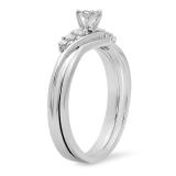 0.33 Carat (ctw) 14k White Gold Round Cut Diamond Ladies Bridal Twisted Engagement Ring With Matching Wedding Band 1/3 CT