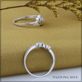0.12 Carat (ctw) 10k White Gold Round Diamond Ladies Bridal Promise Double Heart Engagement Ring