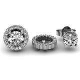 0.75 Carat (ctw) 14k White Gold Round White Diamond Cluster Style Removable Jackets for Stud Earrings 3/4 CT