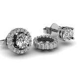 0.75 Carat (ctw) 14k White Gold Round White Diamond Cluster Style Removable Jackets for Stud Earrings 3/4 CT