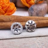 0.75 Carat (ctw) 14k White Gold Round White Diamond Cluster Style Removable Jackets for Stud Earrings 3/4 CT