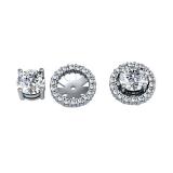 0.85 Carat (ctw) 14k White Gold Round White Diamond Cluster Style Removable Jackets for Stud Earrings