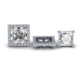 0.85 Carat (ctw) 14k White Gold Round White Diamond Square Shape Removable Jackets for Stud Earrings