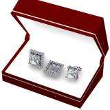 0.85 Carat (ctw) 14k White Gold Round White Diamond Square Shape Removable Jackets for Stud Earrings