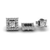 0.45 Carat (ctw) 14k White Gold Round White Diamond Square Shape Removable Jackets for Stud Earrings 1/2 CT