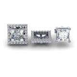 0.40 Carat (ctw) 14k White Gold Round White Diamond Square Shape Removable Jackets For Stud Earrings