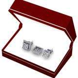 0.40 Carat (ctw) 14k White Gold Round White Diamond Square Shape Removable Jackets For Stud Earrings