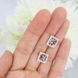 0.60 Carat (ctw) 14k White Gold Round White Diamond Square Shape Removable Jackets For Stud Earrings