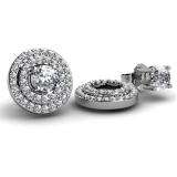 0.70 Carat (ctw) 14k White Gold Round White Diamond Round Shape Double Row Removable Jackets for Stud Earrings 3/4 CT