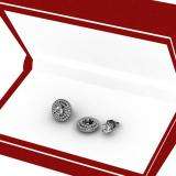 0.70 Carat (ctw) 14k White Gold Round White Diamond Round Shape Double Row Removable Jackets for Stud Earrings 3/4 CT