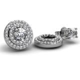 0.65 Carat (ctw) 14k White Gold Round White Diamond Round Shape Double Row Removable Jackets for Stud Earrings