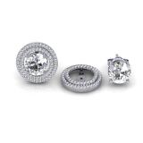 1.00 Carat (ctw) 14k White Gold Round White Diamond Round Shape Double Row Removable Jackets for Stud Earrings 1 CT