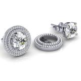 1.00 Carat (ctw) 14k White Gold Round White Diamond Round Shape Double Row Removable Jackets for Stud Earrings 1 CT