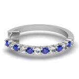 0.60 Carat (ctw) 14k White Gold Round Blue Sapphire & White Diamond Ladies Huggies Hoop Earrings