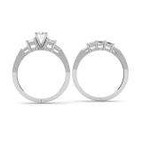 3.10 Carat (ctw) 14k White Gold Round Princess & Baguette Cut Diamond Ladies Bridal 3 Stone Engagement Ring With Matching Wedding Band Set 3 1/10 CT