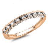 0.40 Carat (ctw) 18K Rose Gold Round Black & White Diamond Ladies Stackable Anniversary Wedding Band Enhancer Guard Ring