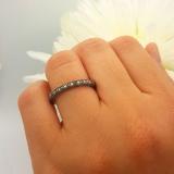 0.40 Carat (ctw) Black Rhodium Plated 10K White Gold Round Black & White Diamond Ladies Stackable Anniversary Wedding Band Enhancer Guard Ring