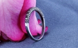 0.40 Carat (ctw) Black Rhodium Plated 14K White Gold Round Black & White Diamond Ladies Stackable Anniversary Wedding Band Enhancer Guard Ring