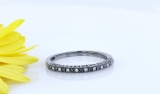 0.40 Carat (ctw) Black Rhodium Plated 14K White Gold Round Black & White Diamond Ladies Stackable Anniversary Wedding Band Enhancer Guard Ring