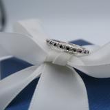 0.40 Carat (ctw) 14K White Gold Round Black & White Diamond Ladies Stackable Anniversary Wedding Band Enhancer Guard Ring