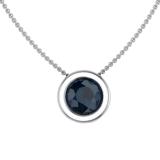 0.50 Carat (ctw) 14k White Gold Round Black Diamond Ladies Bezel Set Solitaire Pendant 1/2 CT