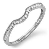 0.11 Carat (ctw) 14K White Gold Round Cut Diamond Ladies Anniversary Wedding Stackable Band Contour Guard Ring