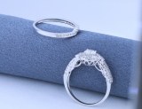 0.98 Carat (ctw) 14K White Gold Round Cut White Diamond Ladies Bridal Halo Engagement Ring Set With Matching Band 0.40 CT Center Included 1 CT